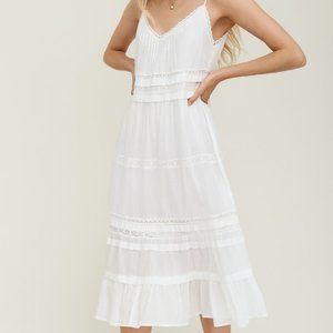 VELVET BY GRAHAM & SPENCER Womens Zuly V Neck Eyelet Midi Dress NWT Size M